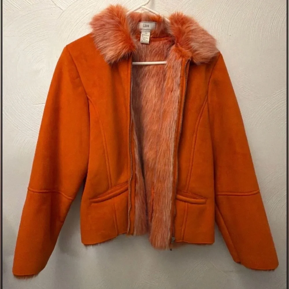 Vintage Orange Faux-Fur Trim Jacket - Picture 1 of 2